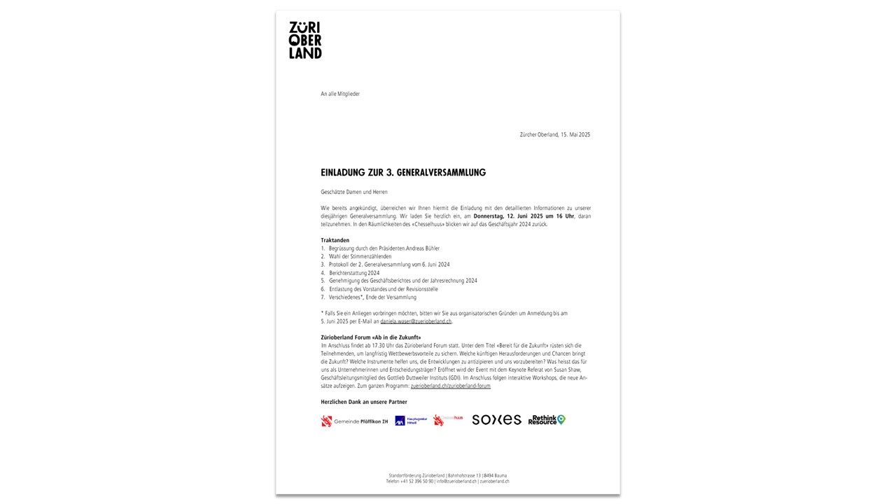 Einladung zur GV 2025